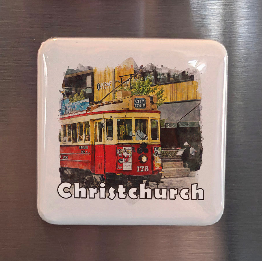 Christchurch New Zealand Watercolor Fridge Magnet - PhiloPerse