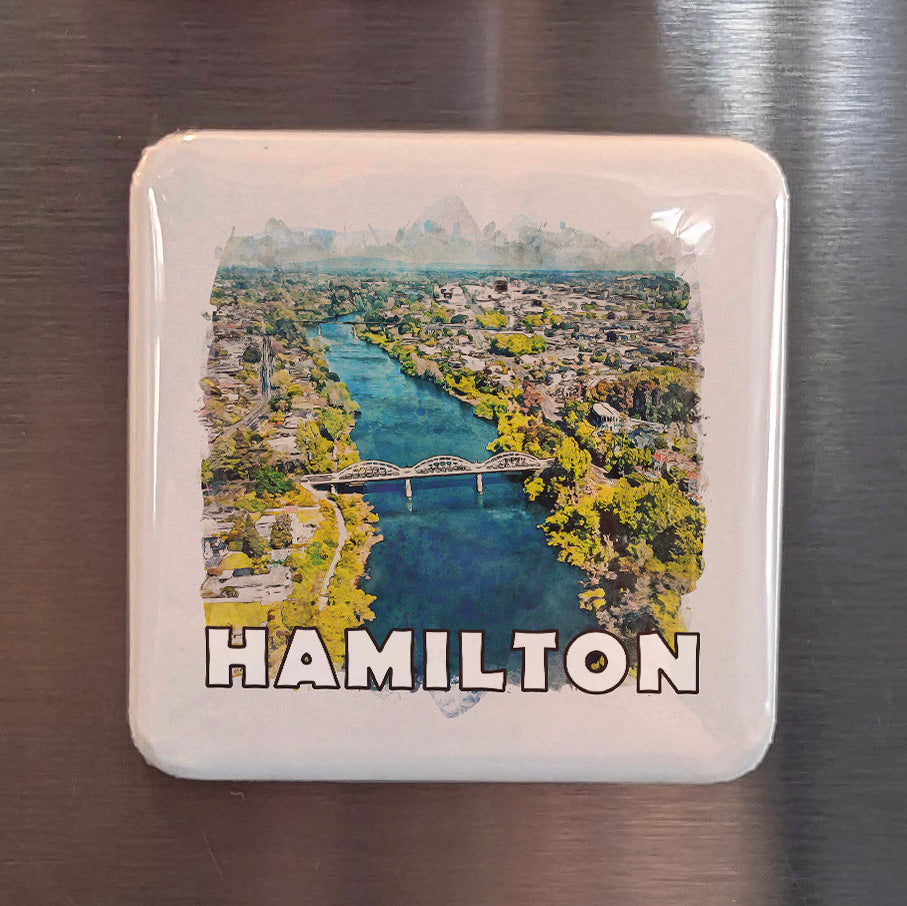Hamilton New Zealand Watercolor Fridge Magnet - PhiloPerse