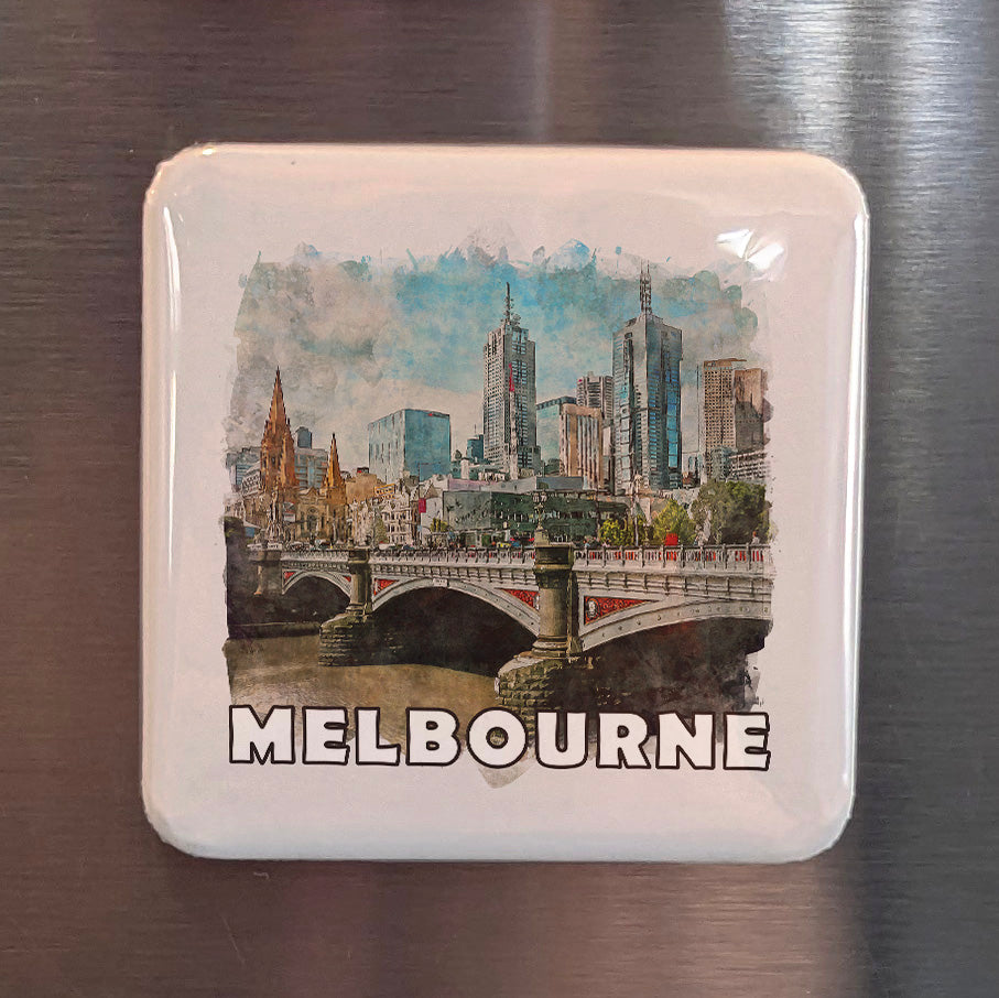Melbourne Australia Watercolor Fridge Magnet - PhiloPerse