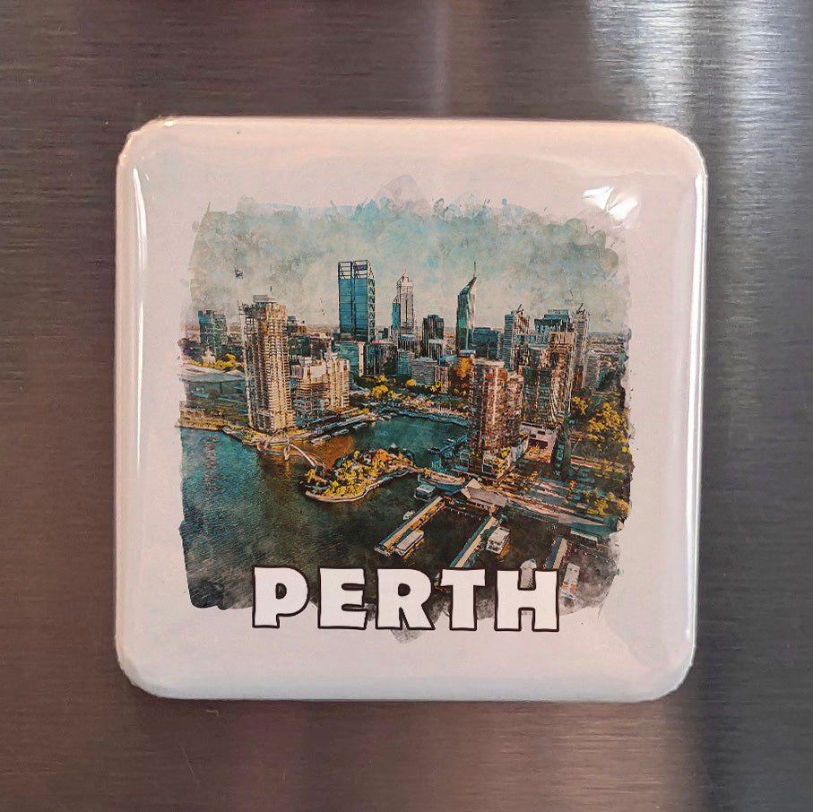 Perth Australia Watercolor Fridge Magnet - PhiloPerse