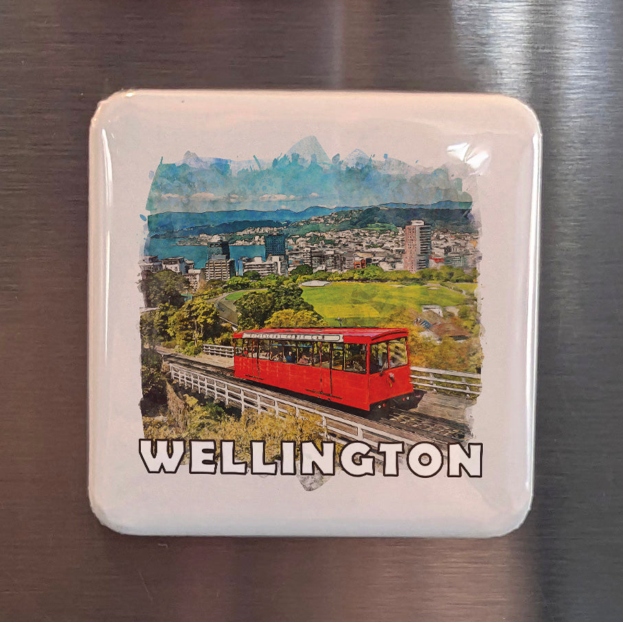 Wellington New Zealand Watercolor Fridge Magnet - PhiloPerse