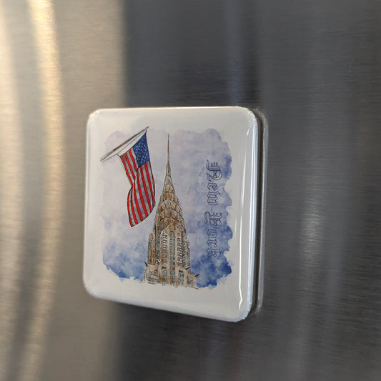 Chrysler Building New York Watercolor Fridge Magnet - PhiloPerse