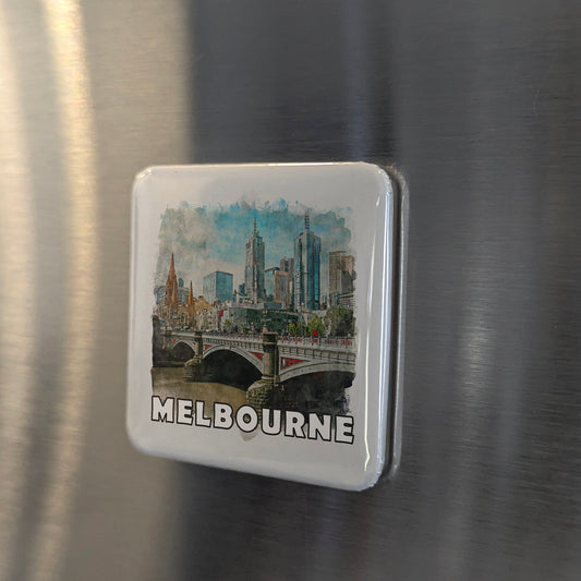 Melbourne Australia Watercolor Fridge Magnet - PhiloPerse