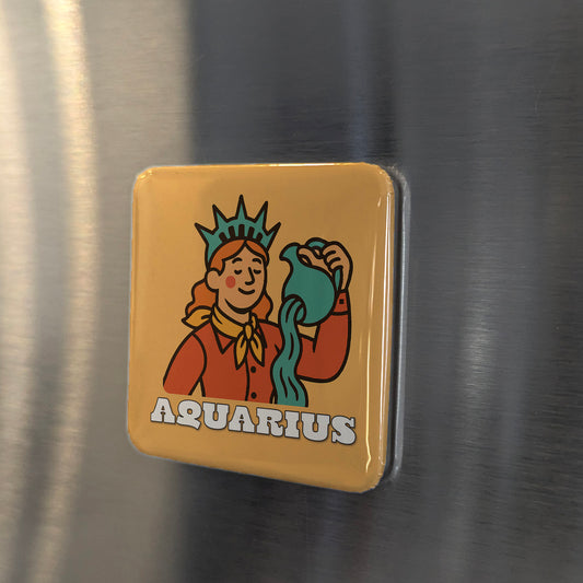 Western Aquarius Zodiac Fridge Magnet - PhiloPerse