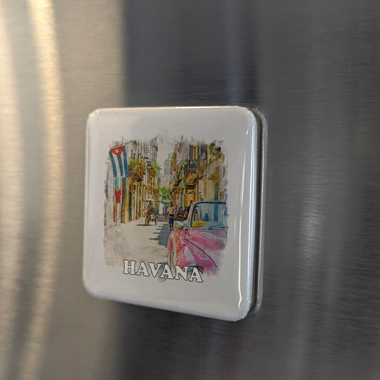 Havana Cuba Watercolor Fridge Magnet - PhiloPerse