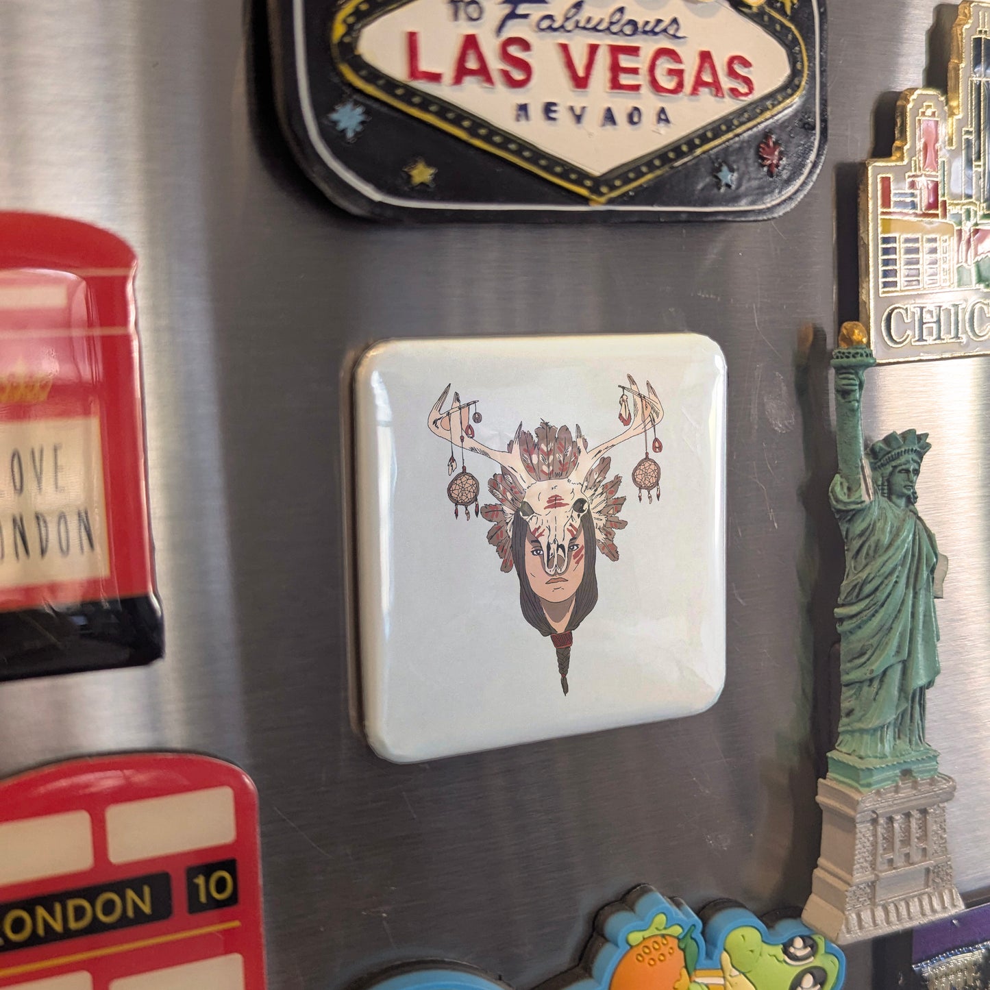 Indigenous Art & Headdress Fridge Magnet - PhiloPerse