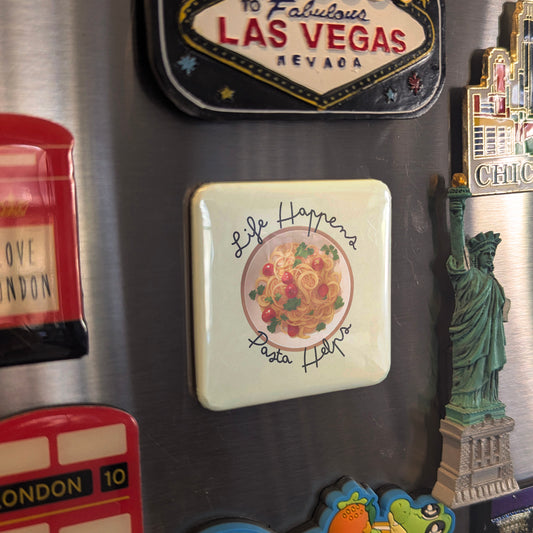 Life Happens, Pasta Helps Fridge Magnet - PhiloPerse