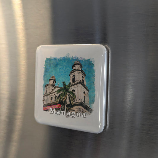Managua Nicaragua Watercolor Fridge Magnet - PhiloPerse