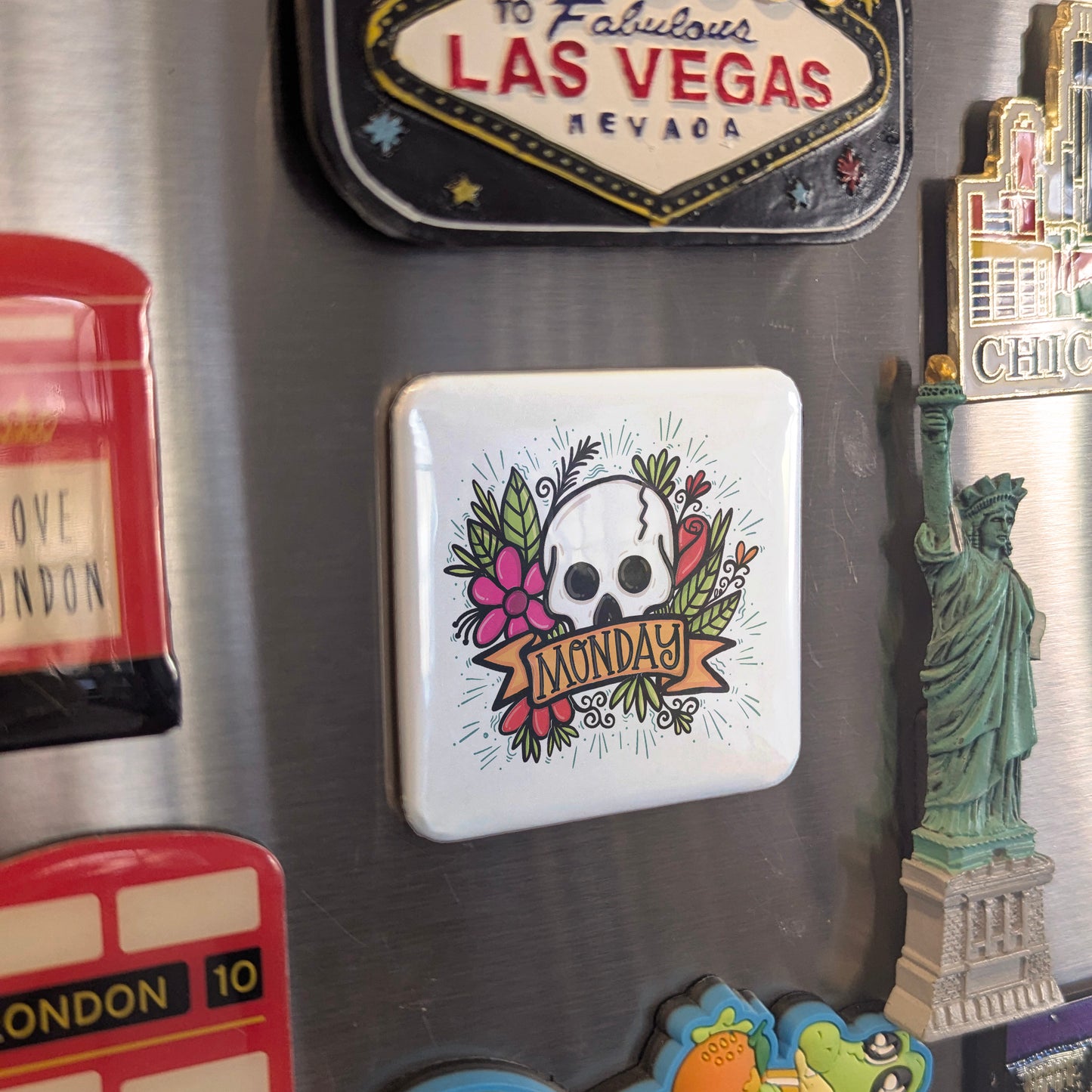 Monday Skull Fridge Magnet - PhiloPerse