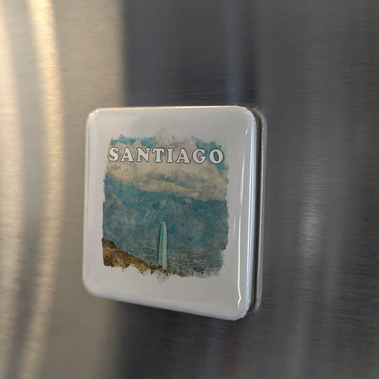 Santiago Chile Watercolor Fridge Magnet - PhiloPerse