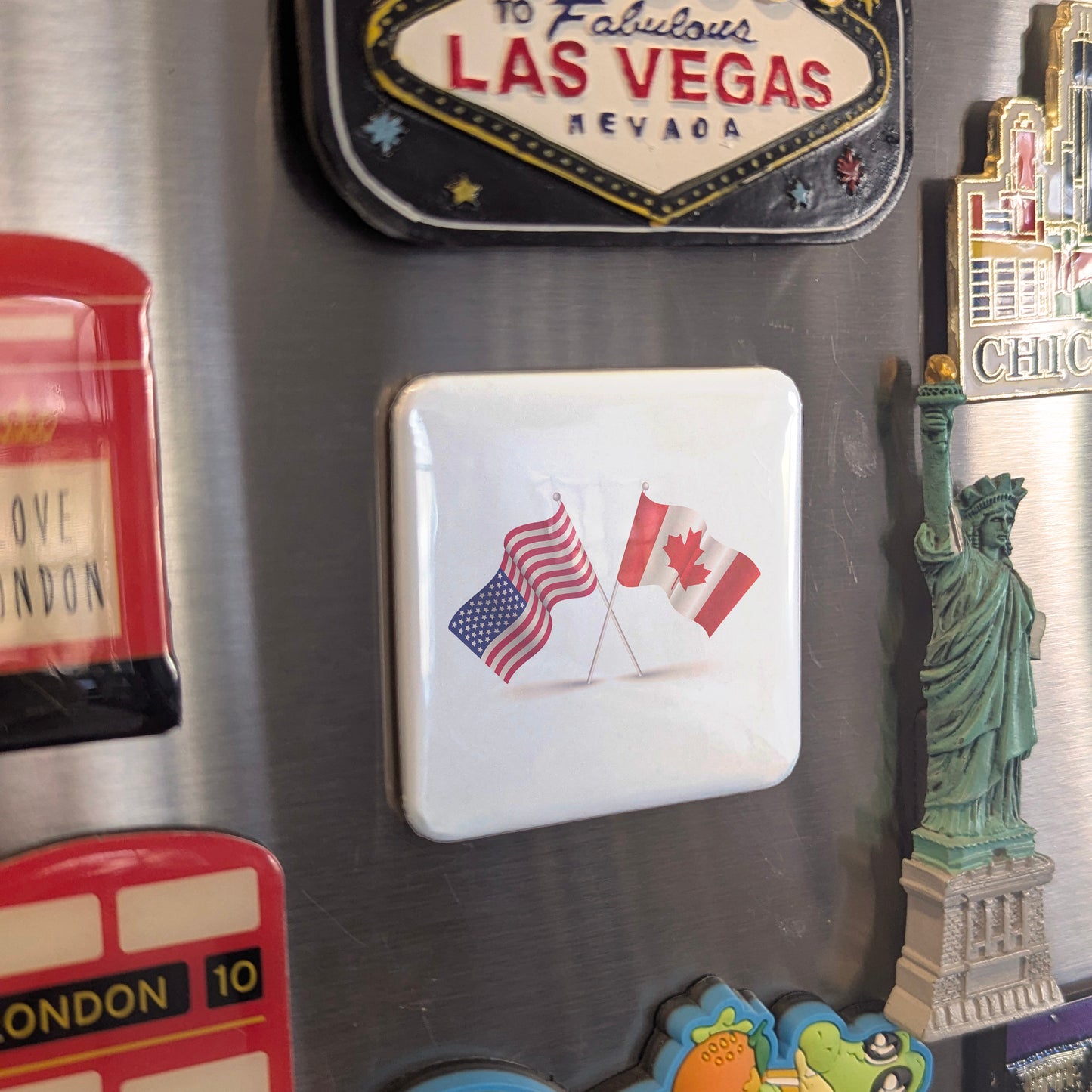 US & Canada Flags Fridge Magnet - PhiloPerse