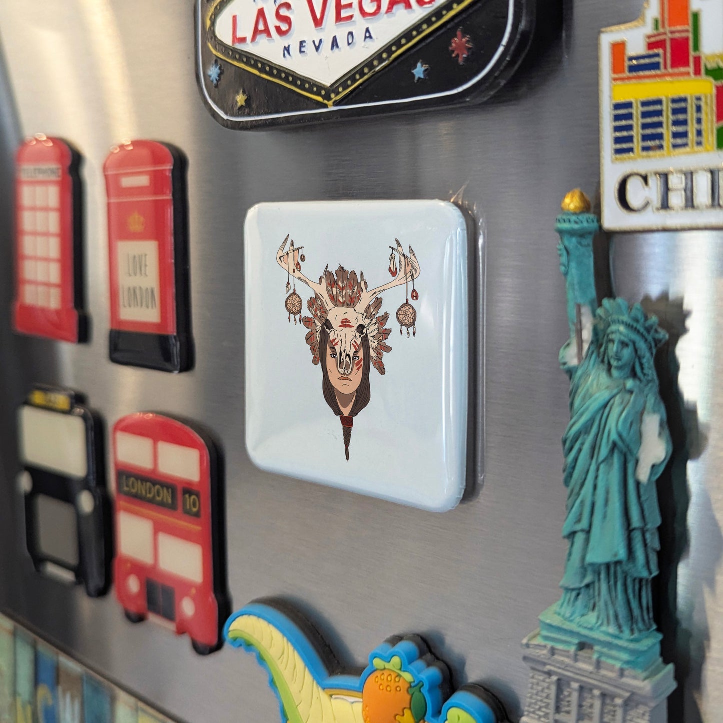 Indigenous Art & Headdress Fridge Magnet - PhiloPerse