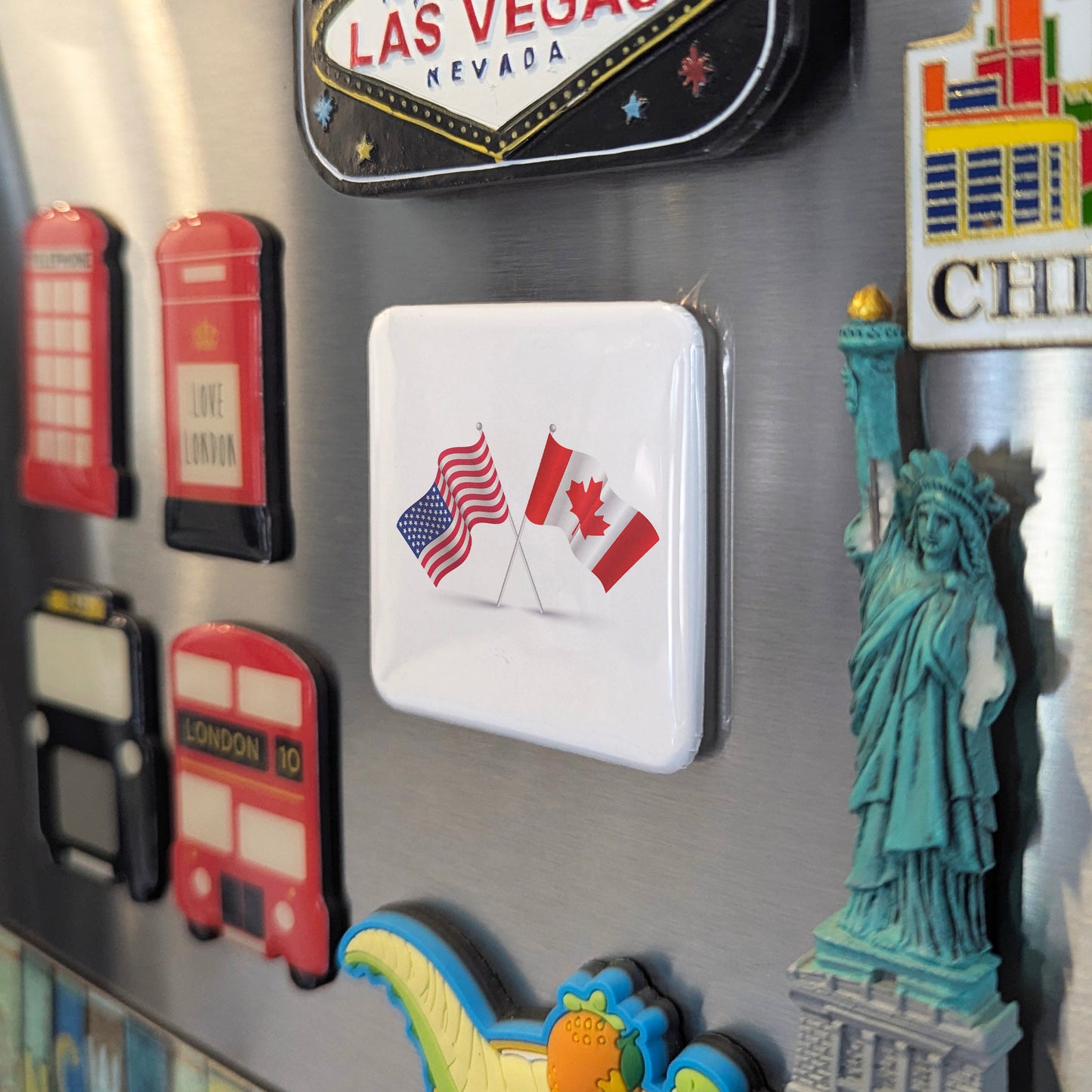 US & Canada Flags Fridge Magnet - PhiloPerse