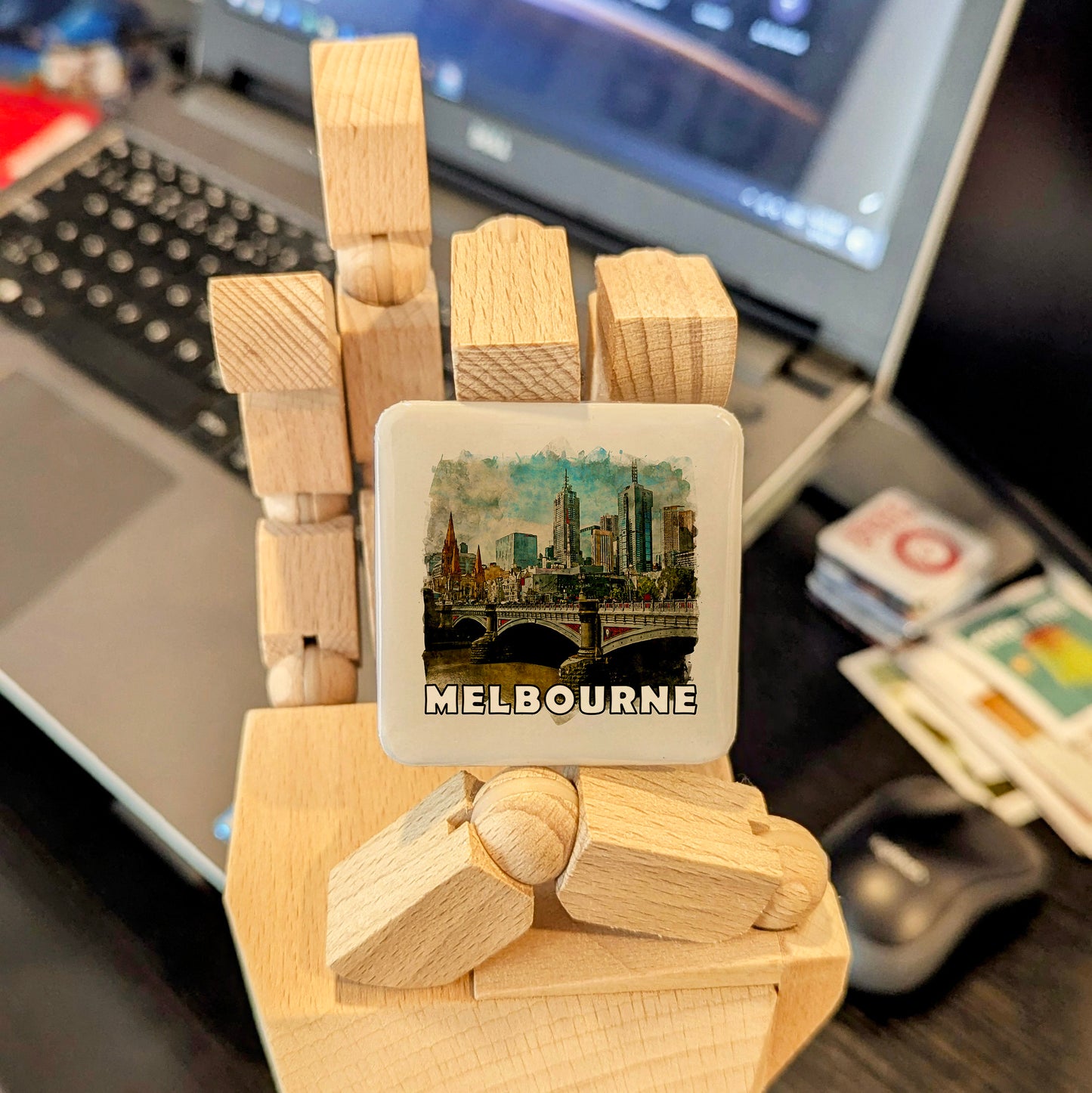 Melbourne Australia Watercolor Fridge Magnet - PhiloPerse
