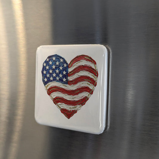 American flag in a heart Fridge Magnet - PhiloPerse