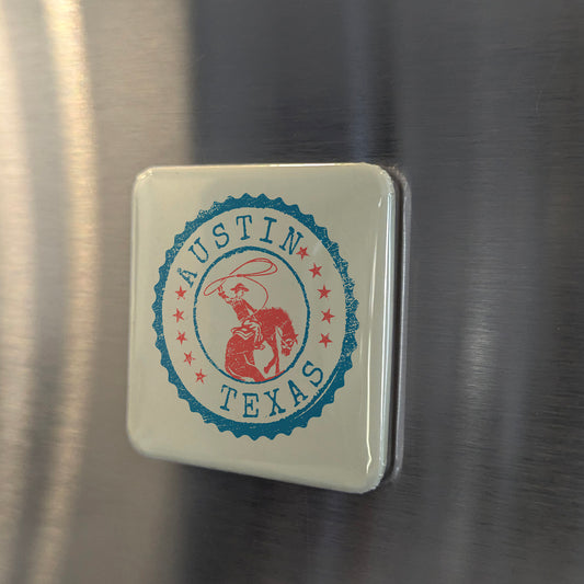 Austin Texas Magnet | Lone Star Cowboy | 2×2 | Made in Canada - PhiloPerse