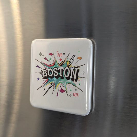 Boston Massachusetts Magnet | Pop Art Explosion | 2×2 | Made in Canada - PhiloPerse