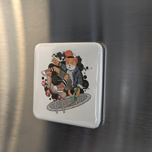 Skateboarding Cat Magnet | Paws on Wheels | 2×2 | Made in Canada - PhiloPerse