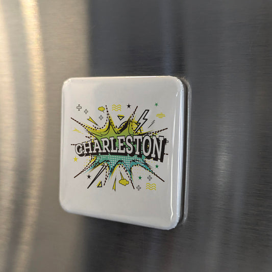 Charleston West Virginia Magnet | Pop Art Explosion | 2×2 | Made in Canada - PhiloPerse
