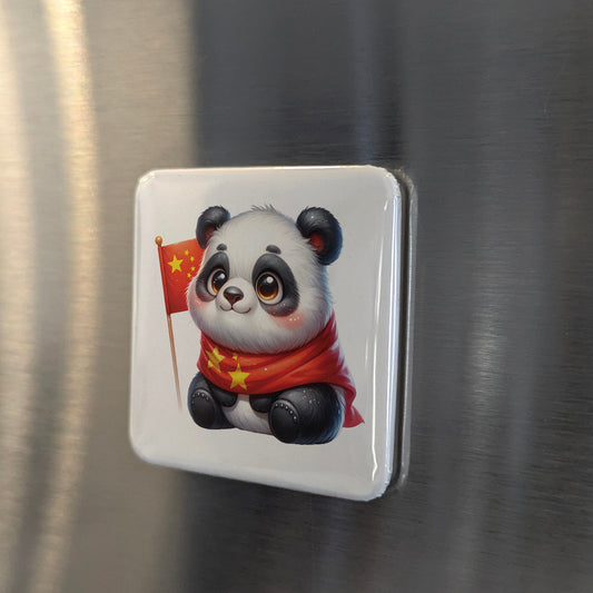 China Asia Magnet | Panda and the Five Star Red Flag | 2x2 | Made in Canada - PhiloPerse
