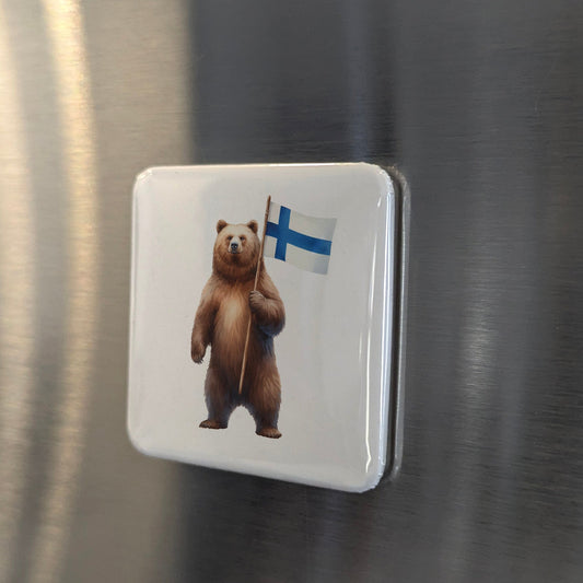 Finland Magnet | Brown Bear of the Boreal Forests and Finnish National Identity | 2x2 | Made in Canada - PhiloPerse