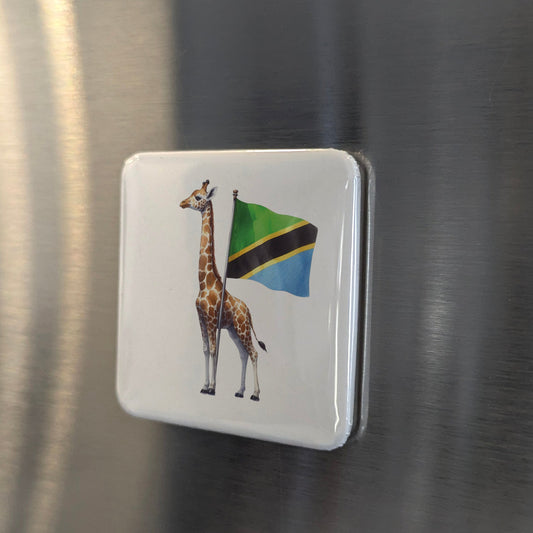 Tanzanie Afrique Aimant | Girafe du Serengeti | 2x2 | Fabriqué au Canada