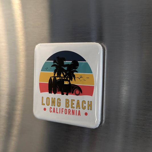 Long Beach California Magnet | Woody Sunset | 2×2 | Made in Canada - PhiloPerse
