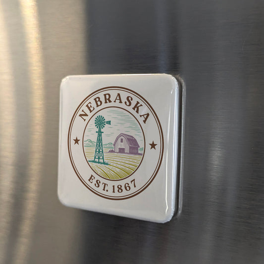 Nebraska Magnet | The Cornhusker State | 2×2 | Made in Canada - PhiloPerse