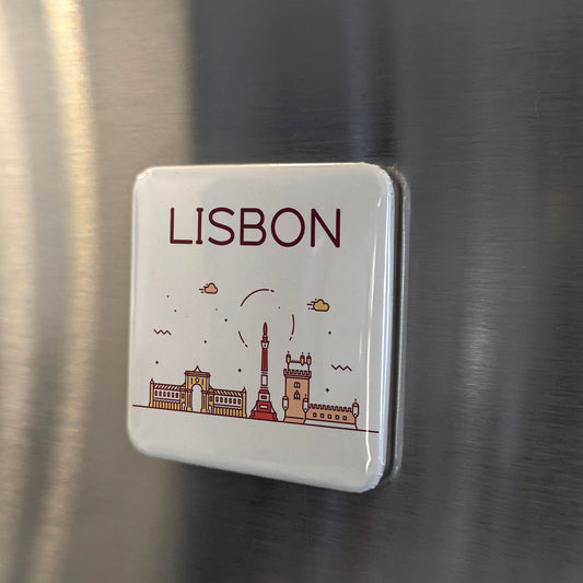 Lisbon Portugal Magnet | Tagus Skyline of the Belem Tower and Bridge of 25 April | 2x2 | Made in Canada - PhiloPerse