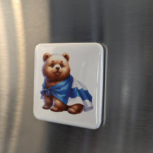 Scotland Magnet | Scottish Bear and the Saltire of the Ancient Kingdom of Alba | 2x2 | Made in Canada - PhiloPerse