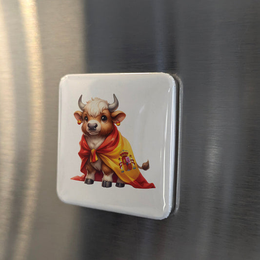 Spain Magnet | Toro Bravo on the Spanish Flag and the Soul of Iberian Tradition | 2x2 | Made in Canada