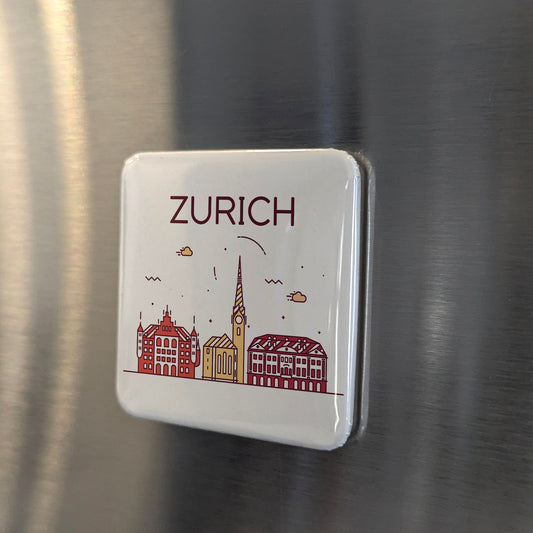 Zurich Switzerland Magnet | Financial Capital on the Lake and City of the Reformation | 2x2 | Made in Canada