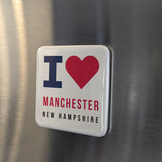 Manchester New Hampshire Magnet | Queen City of the Merrimack | 2×2 | Made in Canada - PhiloPerse