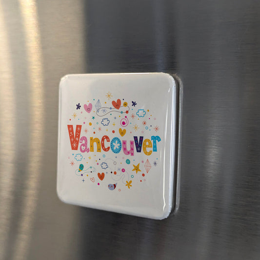 Vancouver British Columbia Magnet | Mountains Ocean and Stanley Park | 2x2 | Made in Canada - PhiloPerse