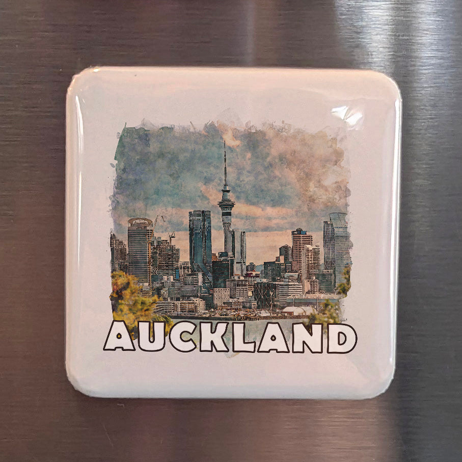 Auckland New Zealand Watercolor Fridge Magnet - PhiloPerse