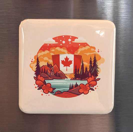 Canada Flag and Nature Fridge Magnet - PhiloPerse