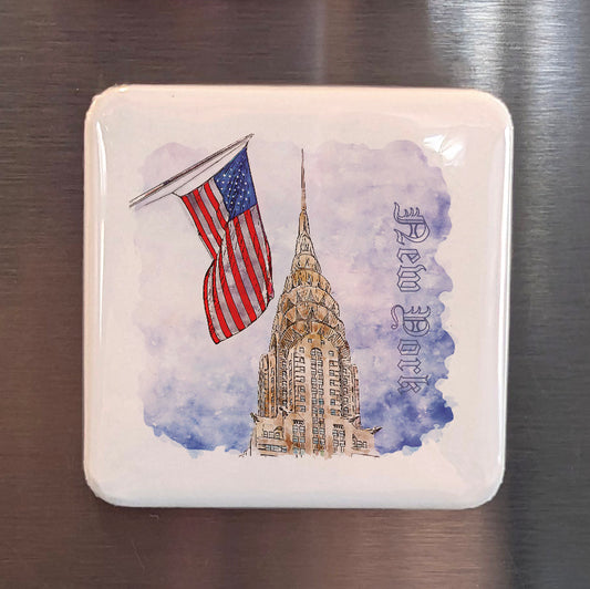 Chrysler Building New York Watercolor Fridge Magnet - PhiloPerse