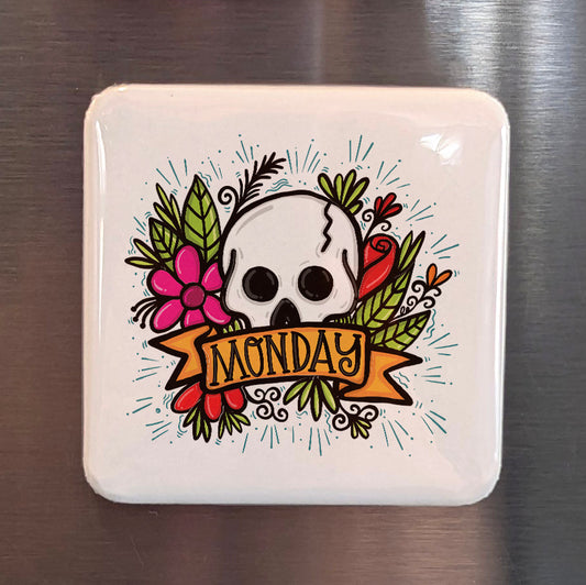 Monday Skull Fridge Magnet - PhiloPerse