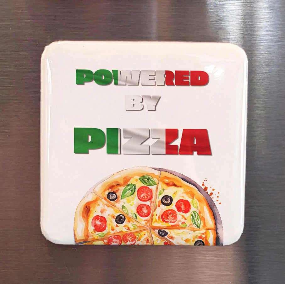 Powered by Pizza Fridge Magnet - PhiloPerse