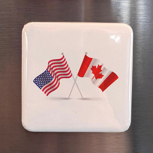 US & Canada Flags Fridge Magnet - PhiloPerse