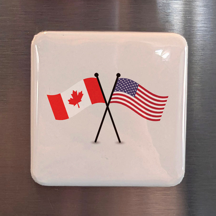 US & Canada Flags Fridge Magnet - PhiloPerse