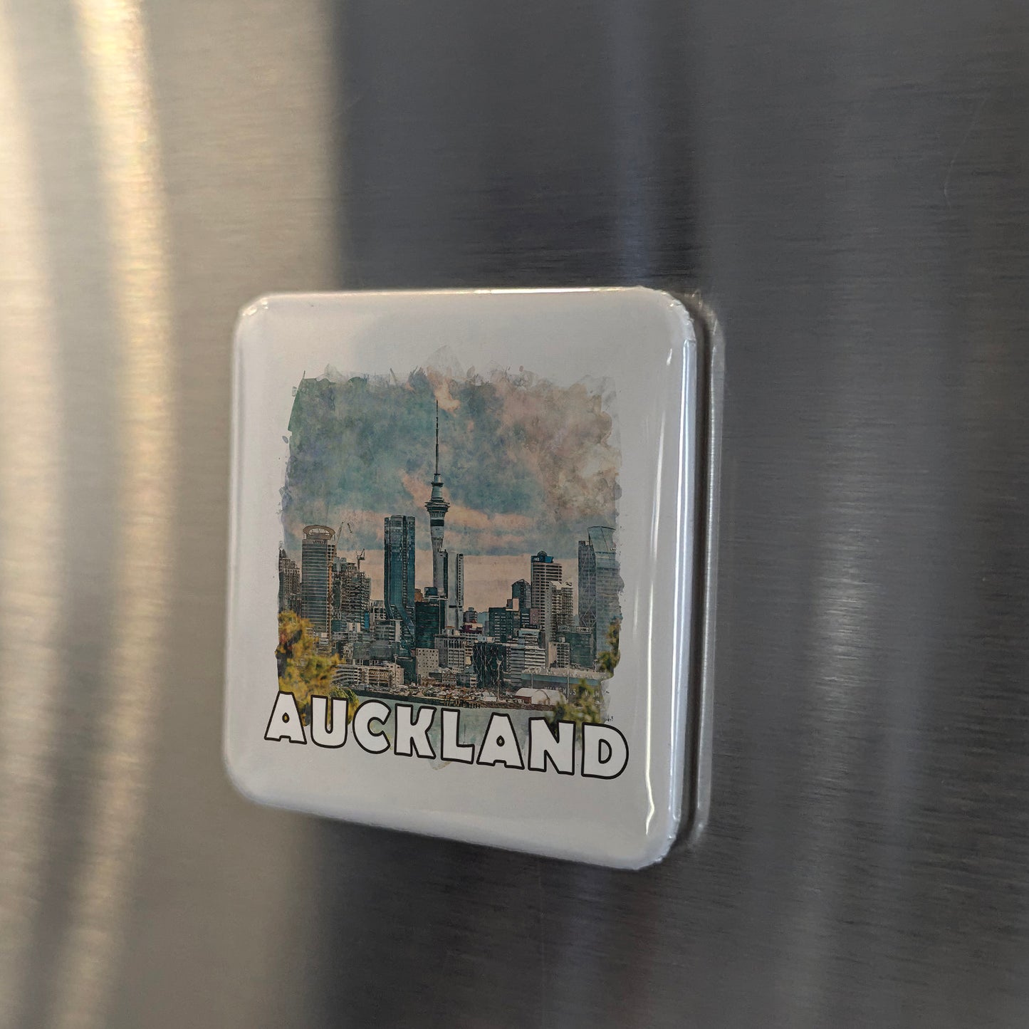 Auckland New Zealand Watercolor Fridge Magnet - PhiloPerse