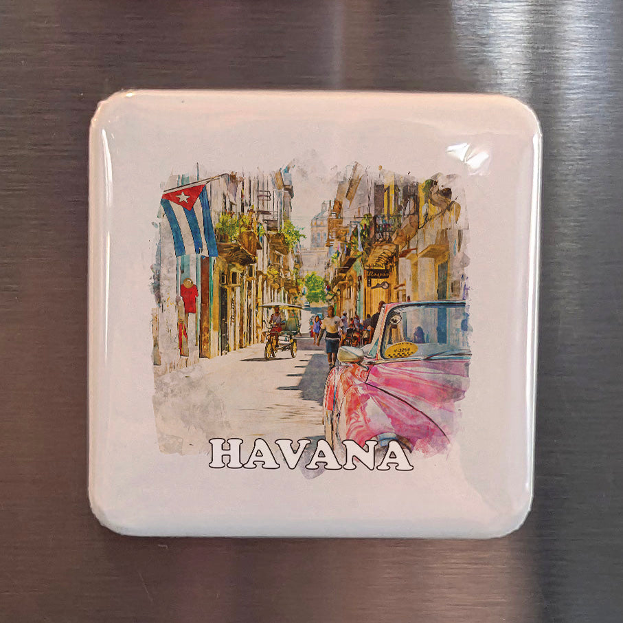 Havana Cuba Watercolor Fridge Magnet - PhiloPerse