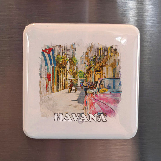Havana Cuba Watercolor Fridge Magnet - PhiloPerse