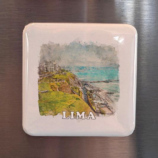 Lima Peru Watercolor Fridge Magnet - PhiloPerse