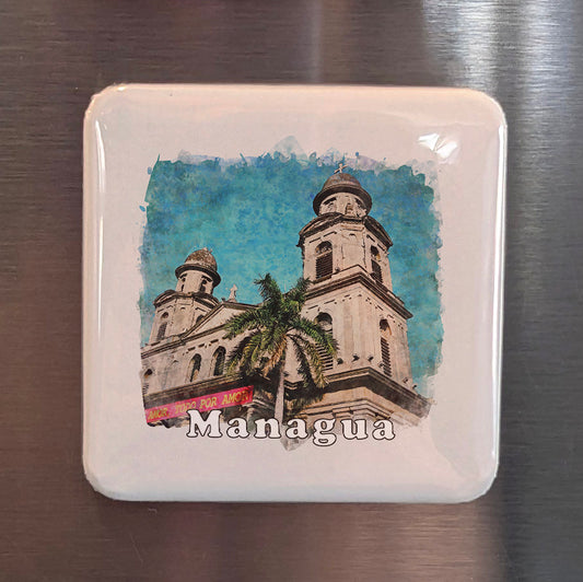 Managua Nicaragua Watercolor Fridge Magnet - PhiloPerse