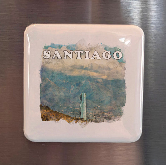 Santiago Chile Watercolor Fridge Magnet - PhiloPerse
