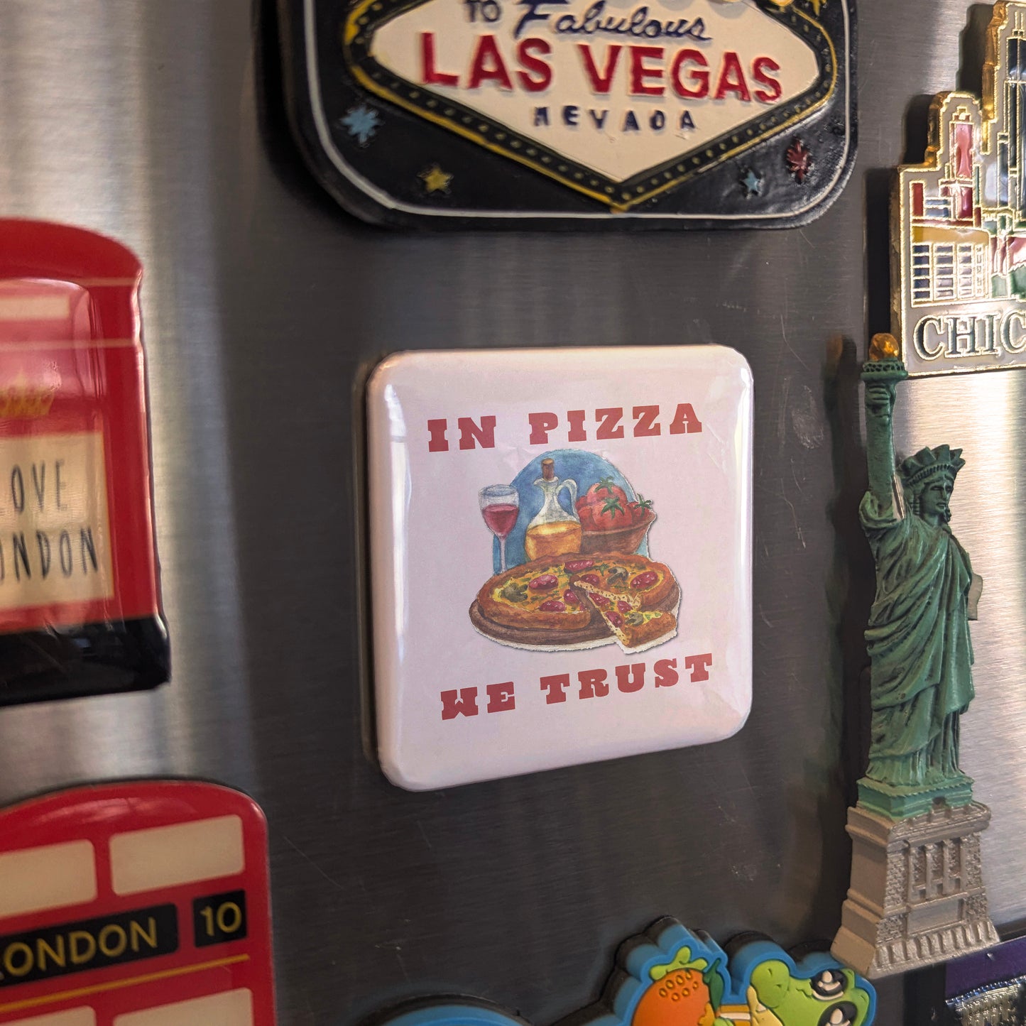 In Pizza We Trust Fridge Magnet - PhiloPerse