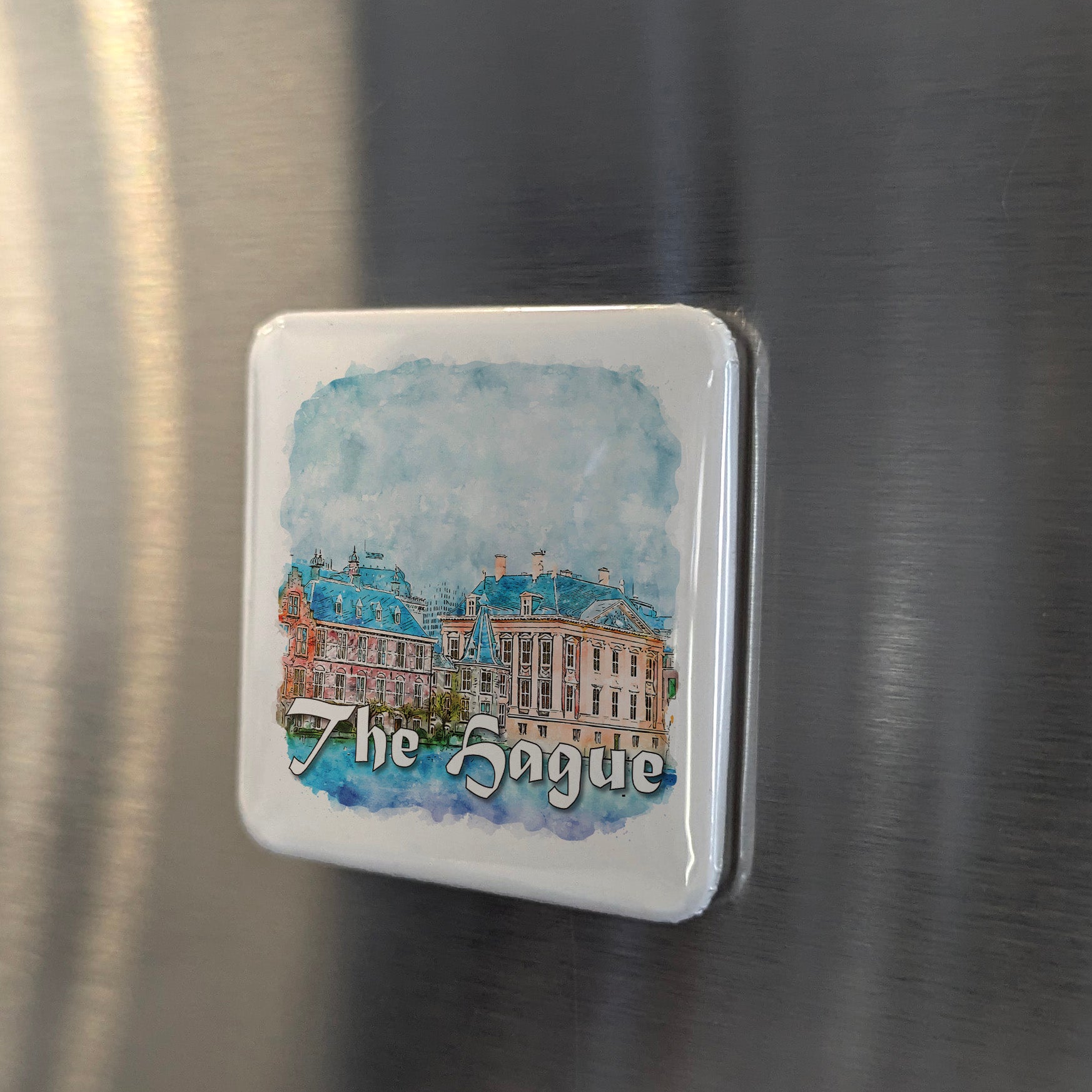 Aimant Souvenir Réfrigérateur La Haye (Pays-Bas) - 8x5,5cm, Impression époxy Brillante - Cadeau Voyage