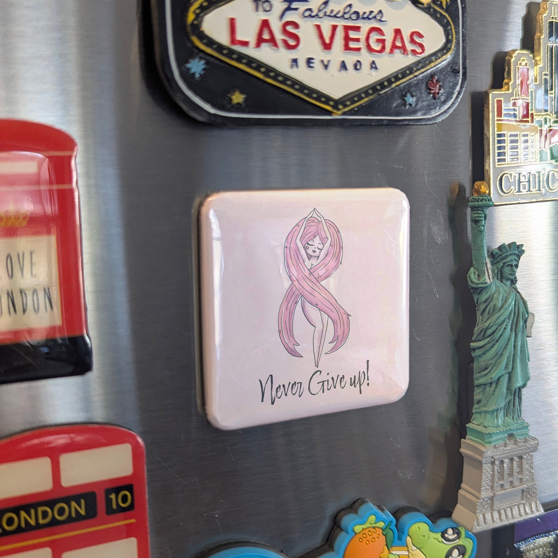 Never Give Up - Cancer Awareness Fridge Magnet - PhiloPerse